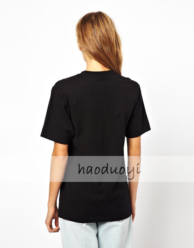 haoduoyi 恶搞风格Stussy No 4 T-Shirt黑色圆领