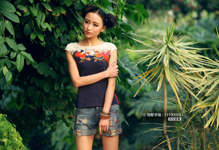 <em>京东商城</em> 裂帛2013新款<em>女装</em>涂鸦做旧热裤牛仔