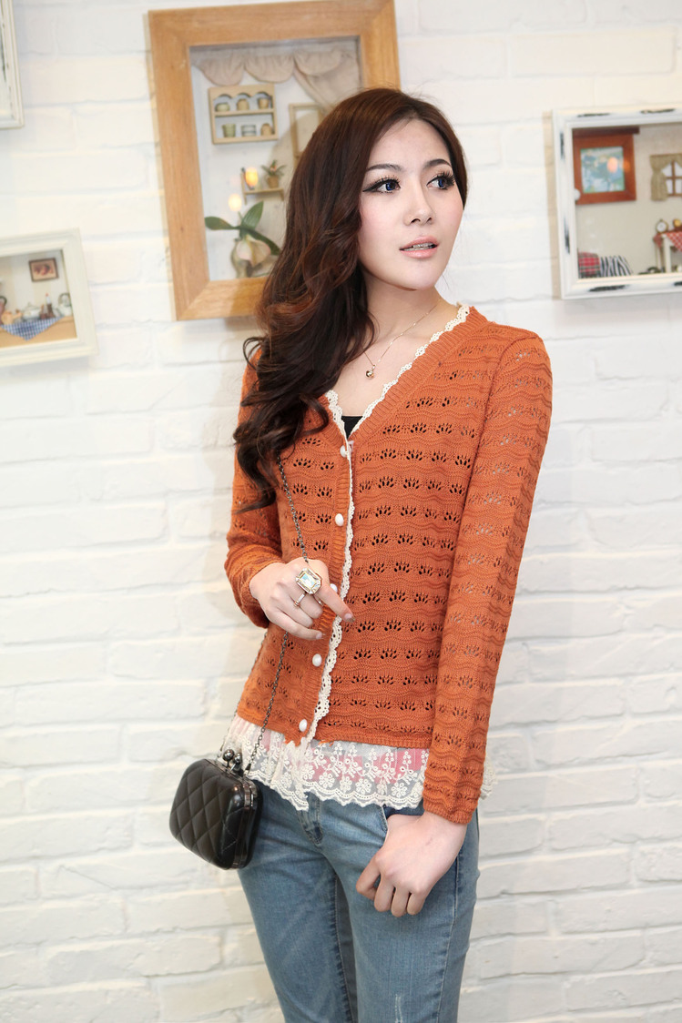 <em>货到付款</em> 春款女装韩版长袖<em>缕空</em>薄款女式毛衣