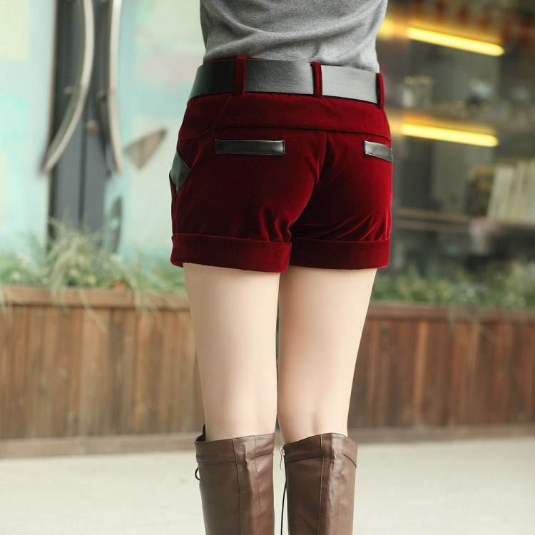 HHTOP 休闲裤 <em>女</em>2013秋冬装韩版贴<em>皮短裤</em>修