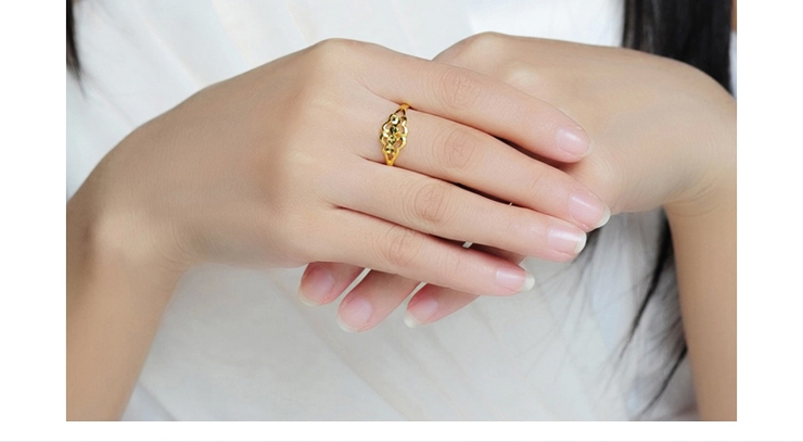 雅宝福 999千足金24k<em>黄金戒指</em>情侣款女戒<em>女士</em>