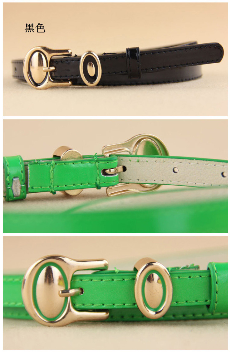 糖果色漆皮装饰<em>短裤</em>细腰带 <em>女色</em>百搭小皮带 W
