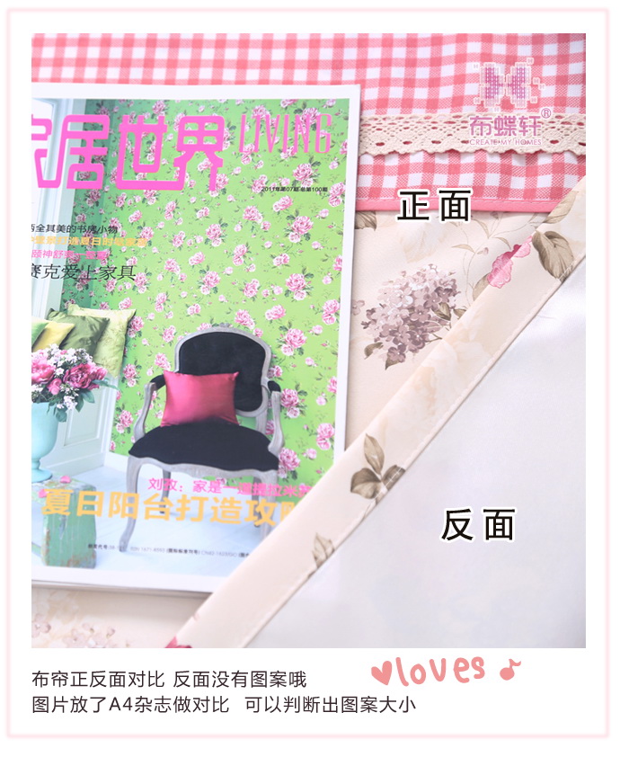 
                                        韩式公主田园女孩窗帘 环保白丝遮光布 格子荷叶花边 浪漫花季 粉红色 1米纯花布 纳米圈打孔                