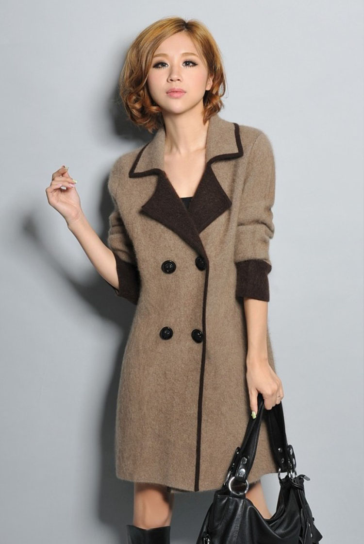 洛依诺女士<em>貂绒大衣</em>英伦风<em>开衫加厚</em>毛衣双排扣