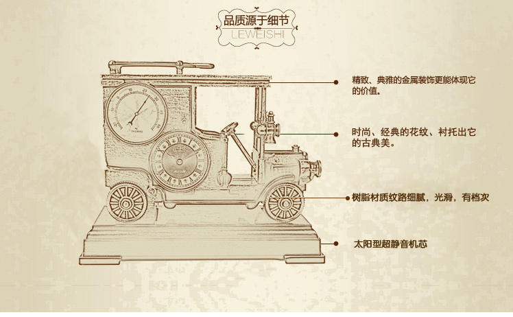 
                                        丽盛创意古董车欧式静音挂钟客厅装饰台钟田园树脂座钟石英钟创意卧室时钟现代艺术摆钟                
