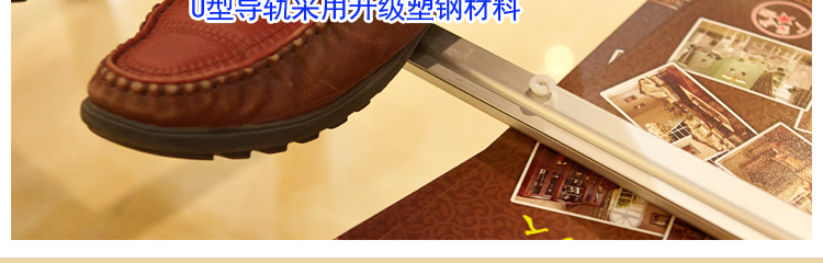 哈哈一宅三开门不打墙钓鱼杆式U型导轨不锈钢加粗落地式拉幕轨道蚊帐 巴洛克导轨粉色 1.8m床 宽180*长200