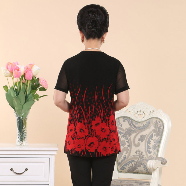 京东商城 卡伊芙 中老年女装夏装短袖T恤中年