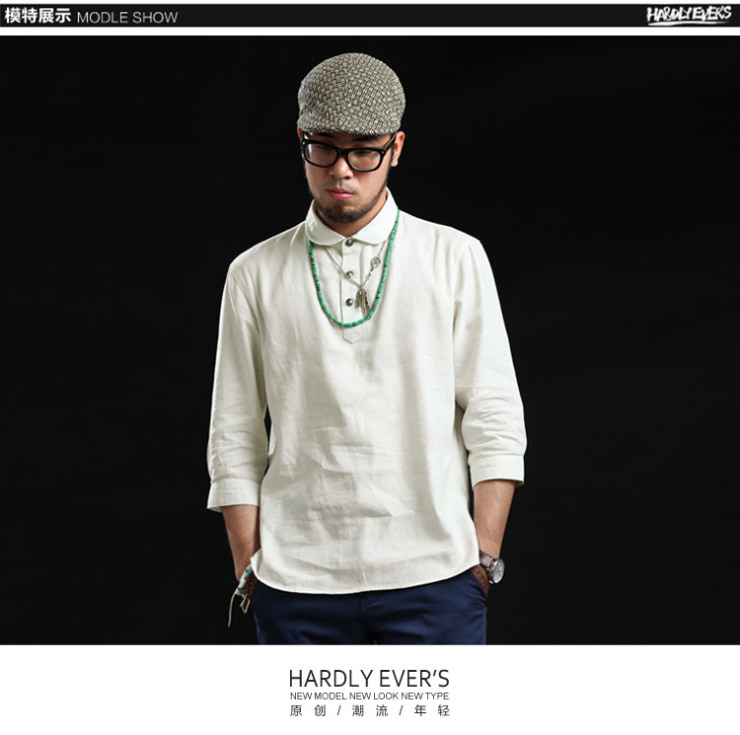 亚麻男装复古中国风哪种好 亚麻长袖衬衫男装