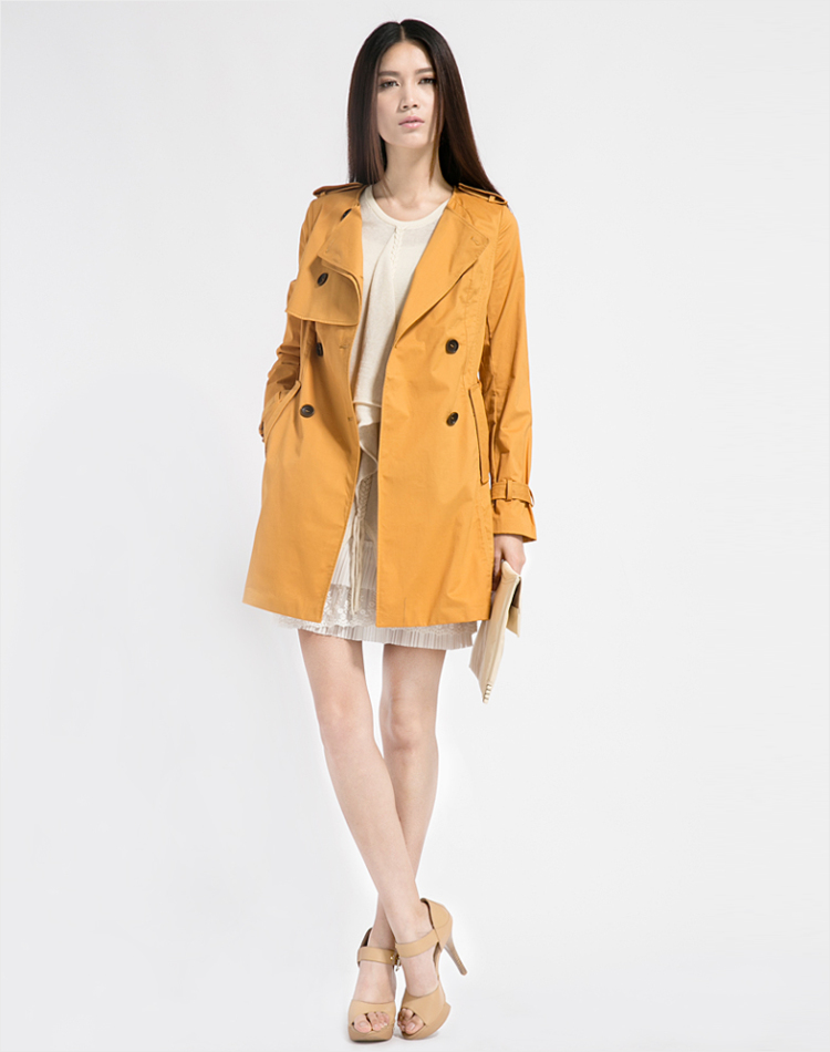 古木夕羊 双排扣长袖女式风衣 秋装韩版上衣女