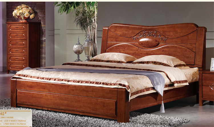 御雕龙 全实木床 1.8米双人床 纯实木床简约现