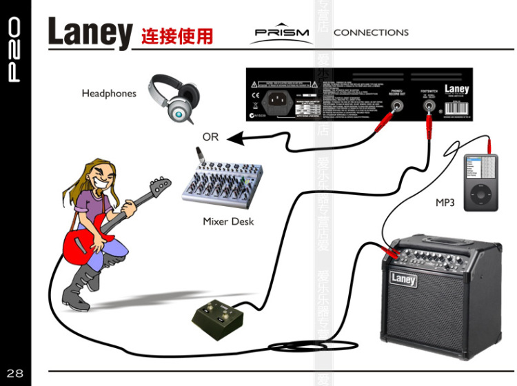 兰尼Laney P20 电吉他音箱 音响 木电箱自带效