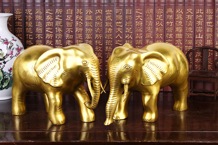 吉善缘 纯铜大象摆件 大号一对招财象家居装饰