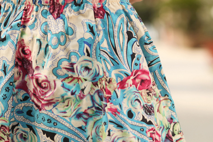 呀酷服装女装 夏季新款 半身裙 民族碎花女裙 棉