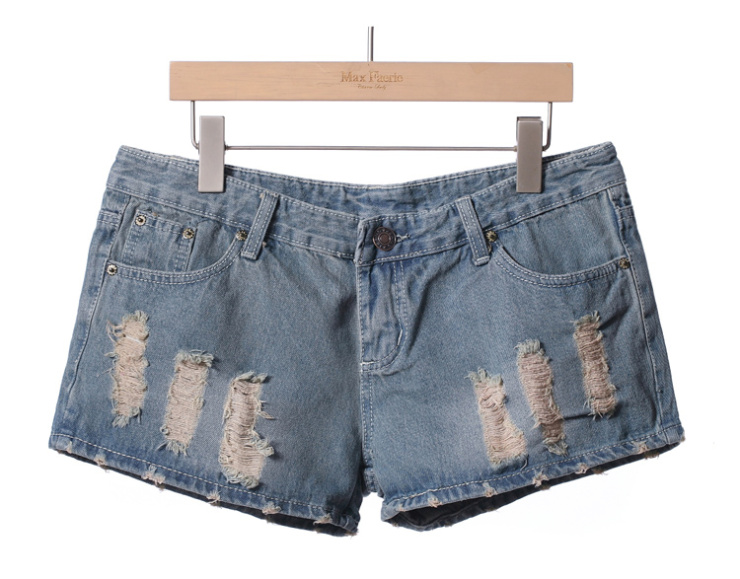 大码牛仔<em>短裤</em>热裤<em>胖mm加肥加大</em>显瘦韩版破洞