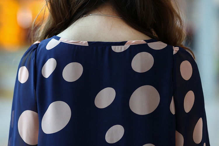 晨芙胖MM加大加肥秋装新款韩版女装中袖圆点