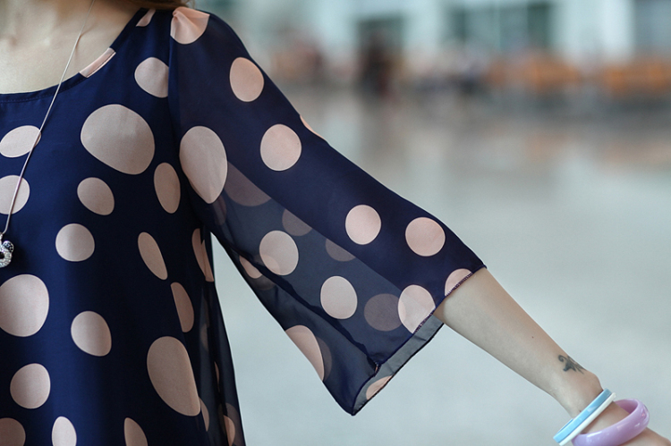 晨芙胖MM加大加肥秋装新款韩版女装中袖圆点