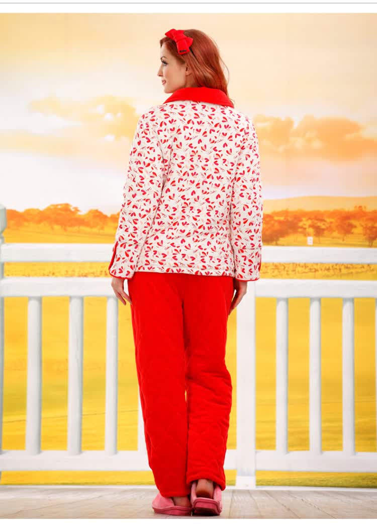 康妮雅秋冬家居服 <em>女装</em>全棉<em>加厚</em>开胸<em>睡衣</em>全棉