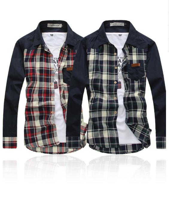 学生格子衬衫男