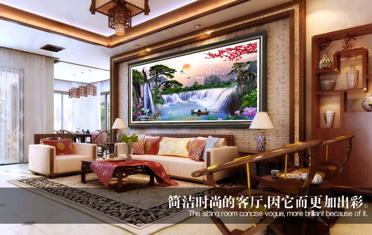 
                                        世轩 十字绣精准印花 十字绣迎客松 新款十字绣客厅大画 山水画长城版 长城版11CT棉线1.96米                