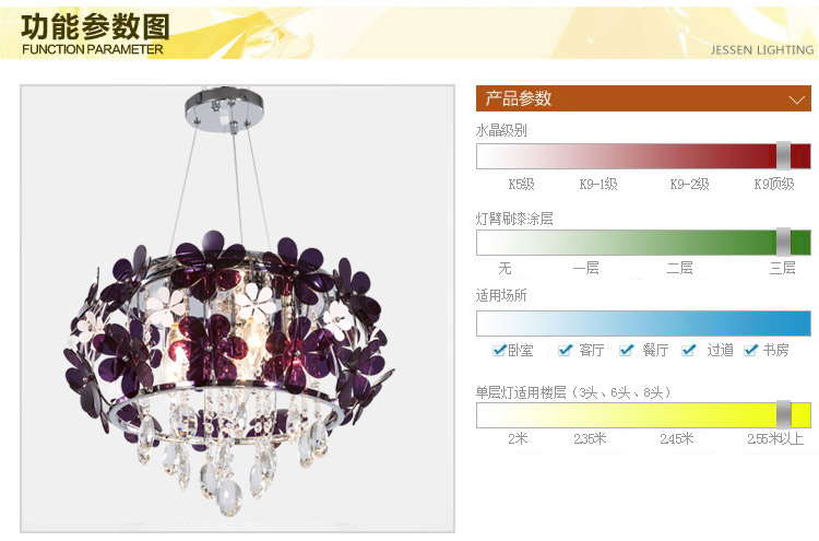 金盛马 现代简约 紫色时尚 三头欧式田园餐厅吊灯6201 吸顶式