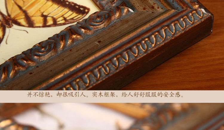 天字一号 复古欧式相框架组合像框摆台 3寸6寸7寸创意画框实木照片框挂墙 复古金色 6寸(画芯不指定随机发)