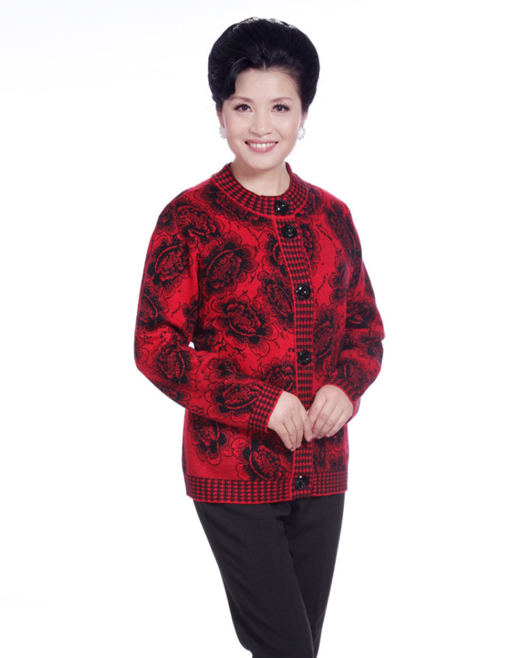 <em>中老年</em>毛衣<em>开衫</em>妈妈装老人<em>女羊毛</em>衫加厚大码中