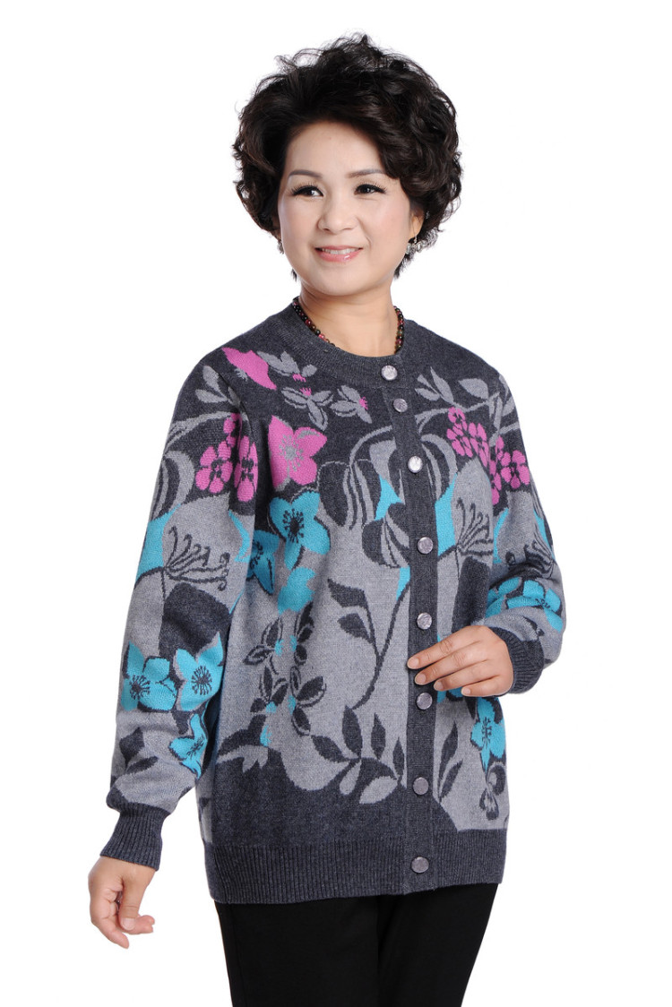 <em>中老年</em>毛衣<em>开衫</em>妈妈装老人<em>女羊毛</em>衫加厚大码中