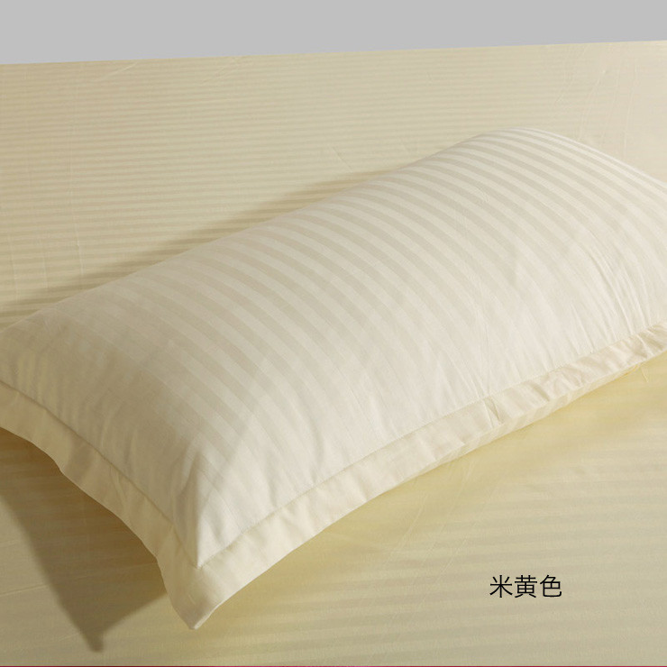 
                                        趣美家纺 纯棉缎条枕套一对装   枕套枕头组合装 缎条纯白 枕套74*48cm*2                