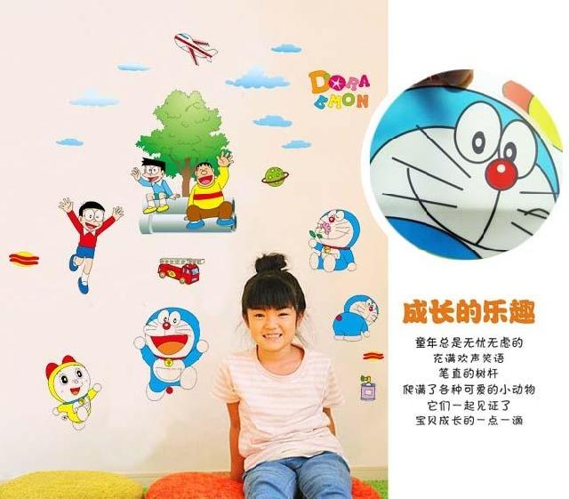 
                                         可移除墙贴纸 家饰壁纸 环保卡通儿童房间幼儿园教室背景装饰墙壁贴纸墙画 多啦A梦                