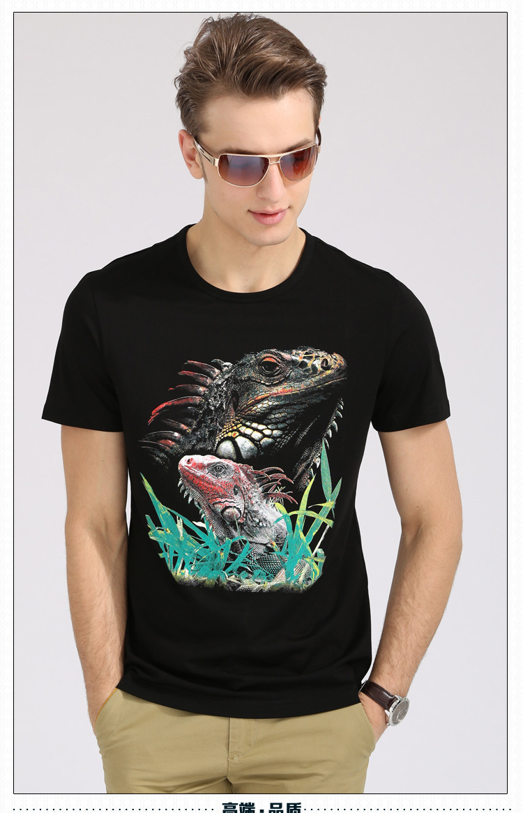 2014新款男士短袖T恤 夏装新款圆领纯棉印花