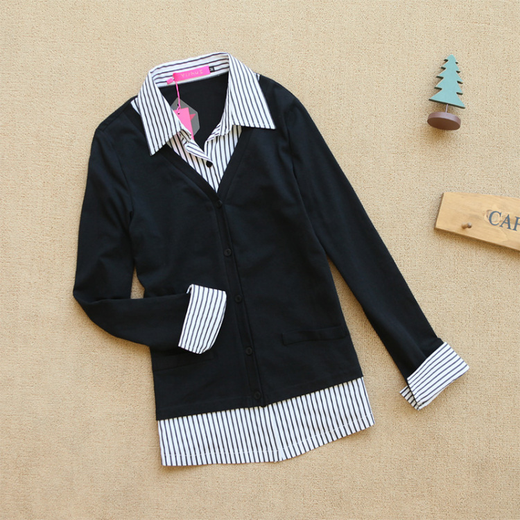 <em>加大码</em>女装衬衫 2014春装新款韩版时尚假两件