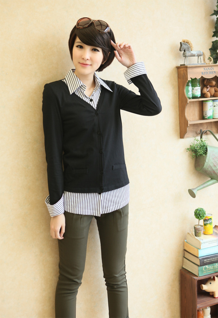 <em>加大码</em>女装衬衫 2014春装新款韩版时尚假两件