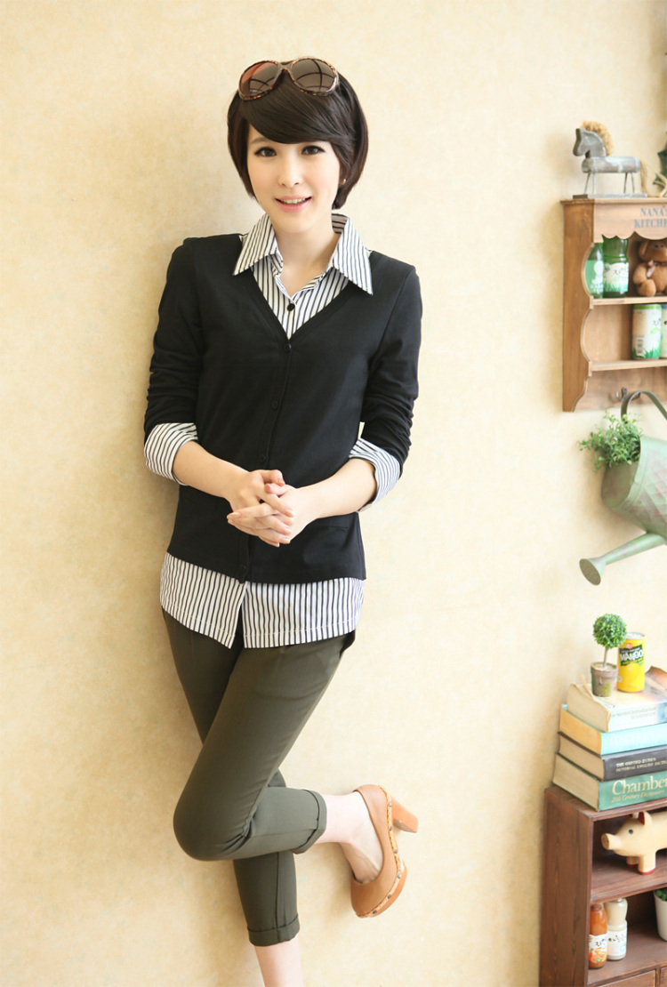 <em>加大码</em>女装衬衫 2014春装新款韩版时尚假两件