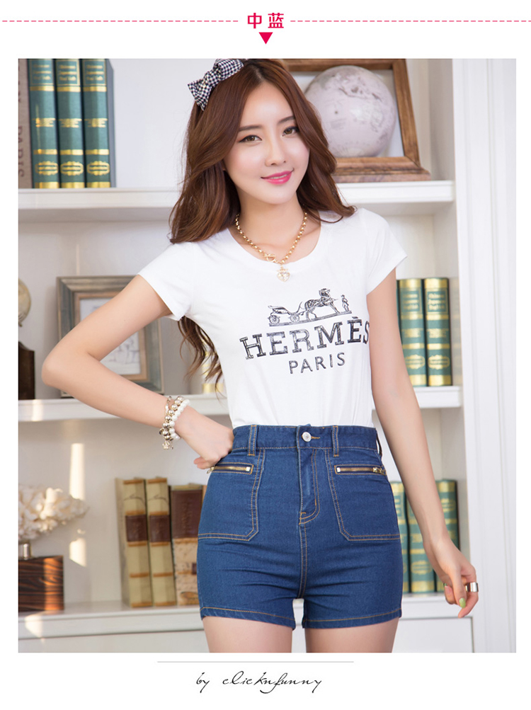 轩艺风琴 2014新款拉链装饰女装<em>短裤高腰</em>热裤