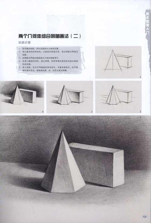 素描组合石膏几何体写生教程