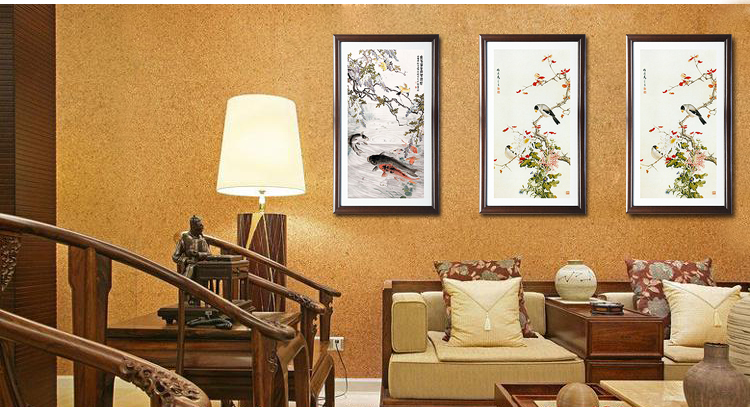 
                                        室全室美有框客厅卧室餐厅办公室复古中式田园风格山水壁挂画中国画装饰画挂画水墨风景花卉牡丹 傲雪红梅 60cm*90cm/幅                