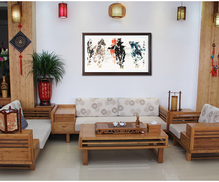 
                                        室全室美有框客厅卧室餐厅办公室复古中式田园风格山水壁挂画中国画装饰画挂画水墨风景花卉牡丹 傲雪红梅 60cm*90cm/幅                