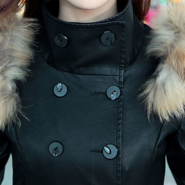 玛依米洛2013秋冬新款女装修身皮毛棉衣貉子