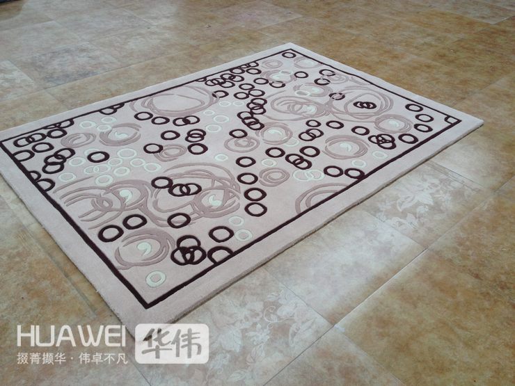 
                                        华伟手工纯羊毛地毯 客厅茶几卧室书房沙发 家用加厚现代简约圆圈 160*230cm                