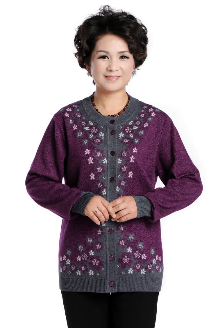 吉梅<em>中老年</em>女装<em>秋装毛衣外套</em>中年女装羊绒衫妈
