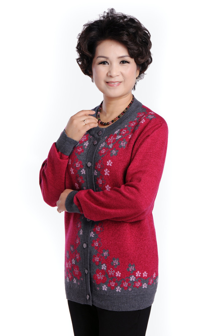 吉梅<em>中老年</em>女装秋装<em>毛衣外套</em>中年女装<em>羊绒</em>衫妈