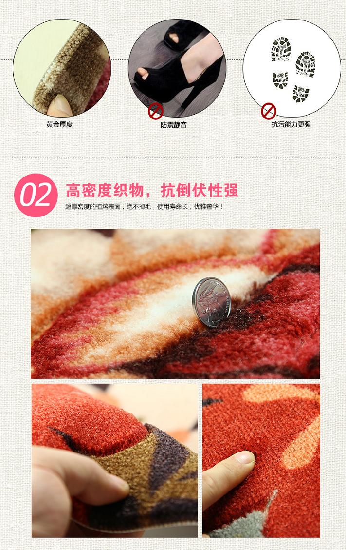 地毯先生植绒剪花地垫 入户防尘地毯浴室吸水地垫 环保无味加厚地垫 百花争艳 48*78