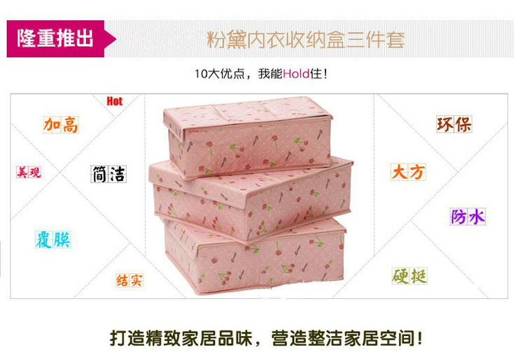 YM优慕 粉黛佳人有盖内衣<em>文胸</em> 收纳<em>整理</em>盒 三