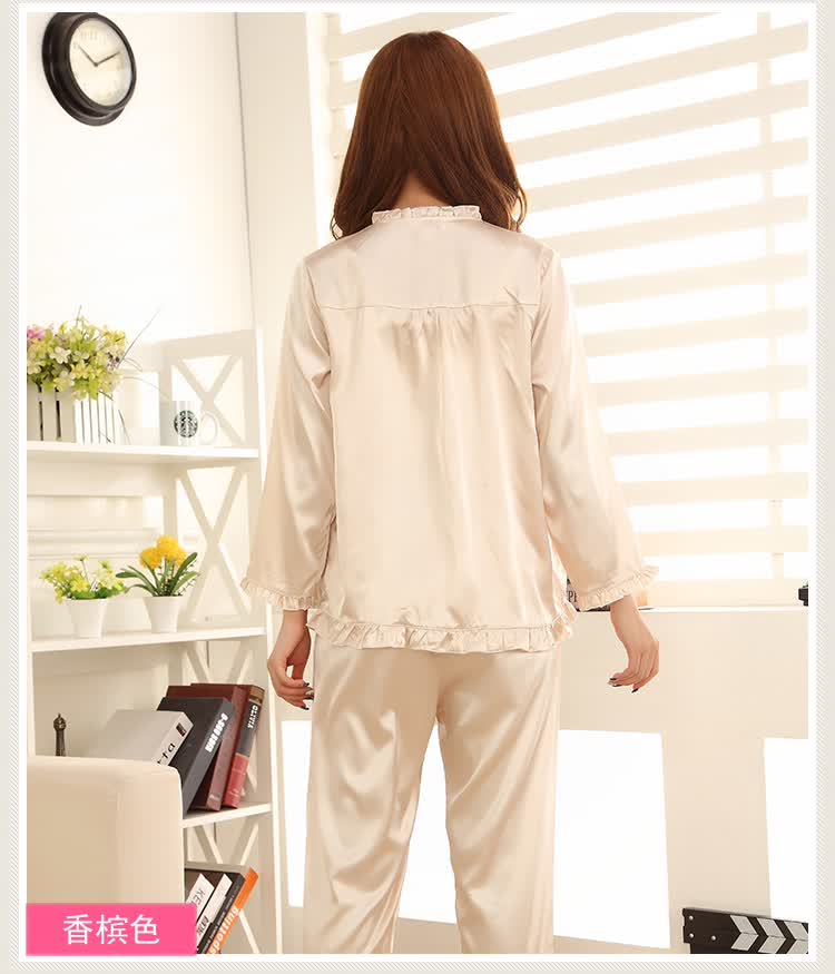 卡欧澜 正品<em>秋冬女式</em>新款仿<em>真丝睡衣</em>高贵优雅
