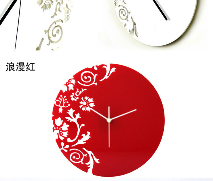 百易尚品 亚克力创意挂钟挂钟家居办公室装饰表 雕花钟白色