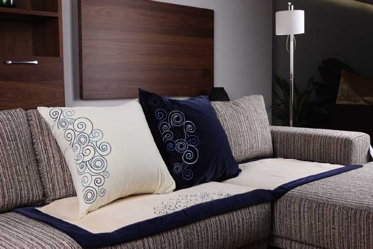 装节KS408祥云绣花全棉胚布雪尼尔沙发垫 啡