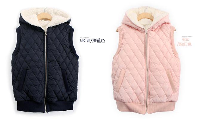 天空岛 韩国秋冬新款女装厚保暖羊羔绒连帽棉背心马甲 J5130901熙 粉红色 L