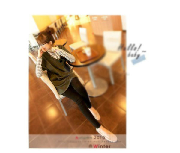 骄孕新款韩版孕妇装 孕妇秋装 芥<em>绿马甲</em>裙上衣