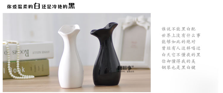 
                                        翻旧事 现代时尚陶瓷花瓶摆件简约工艺品家居装饰品创意抽象摆设黑白极简 2011B白                