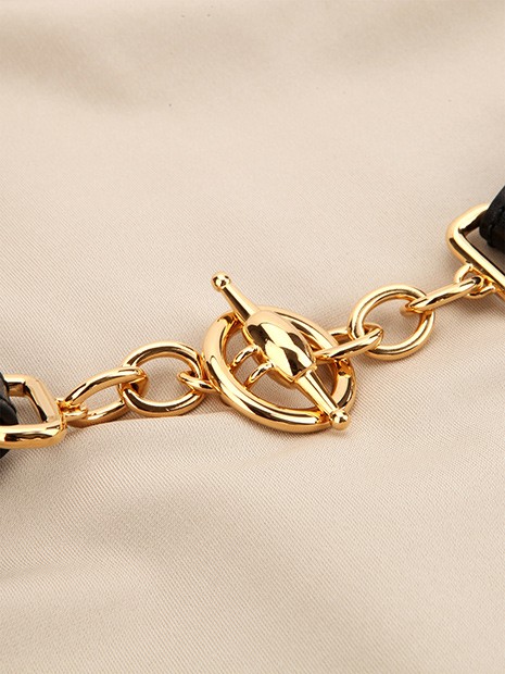 GUCCI古琦米色混合材质腰带搭配优雅女士九